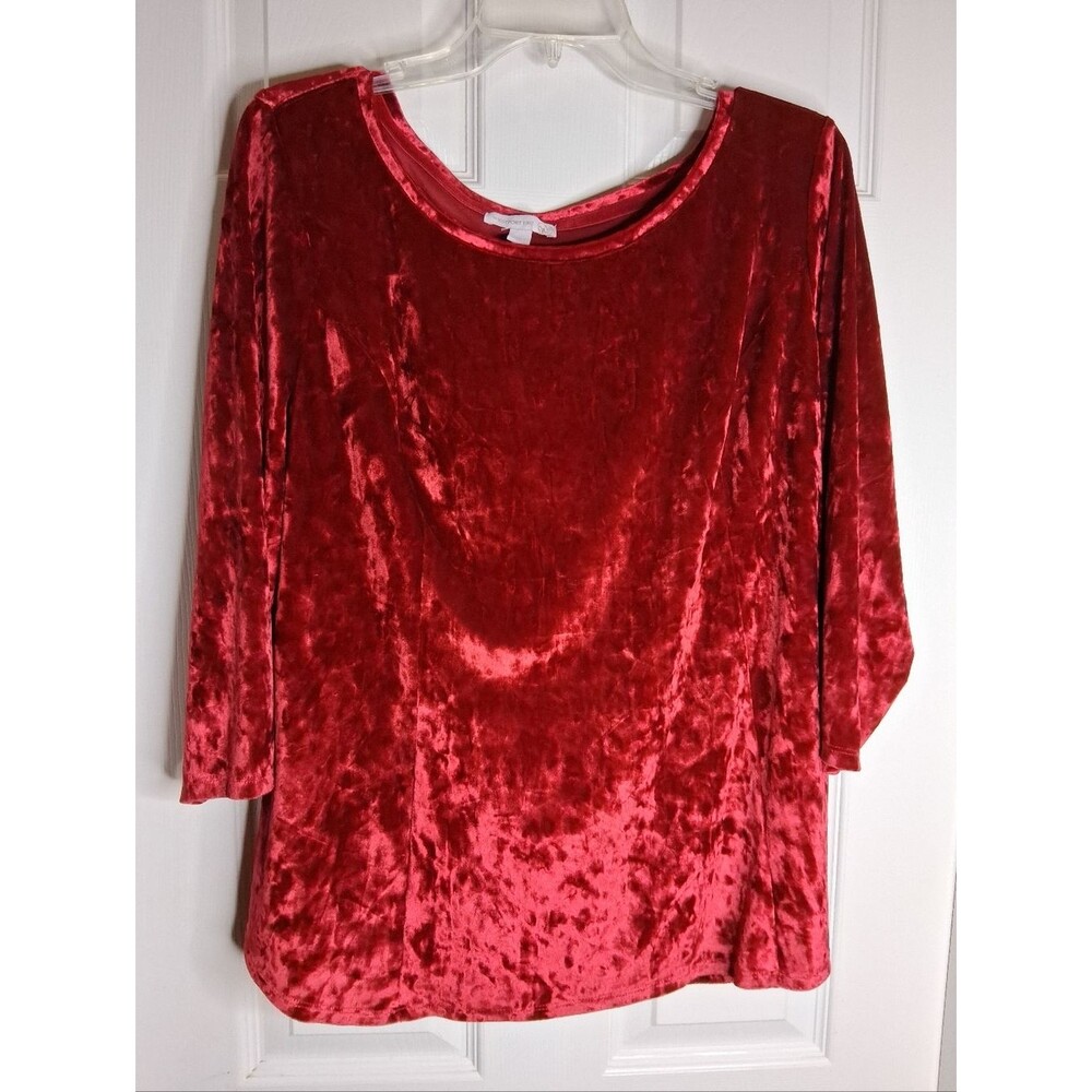 Red Crushed Velvet Scoop Neck Women's Whimsigoth Witchy Top SZ 1X